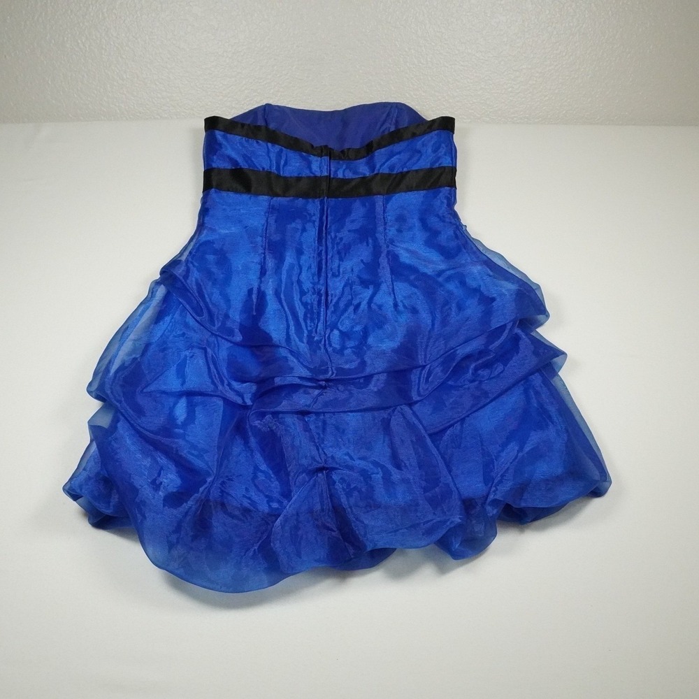 Vintage Jessica McClintock Gunne Sax Mini Dress Strapless Blue 90s Partycore 7 - Picture 8 of 11